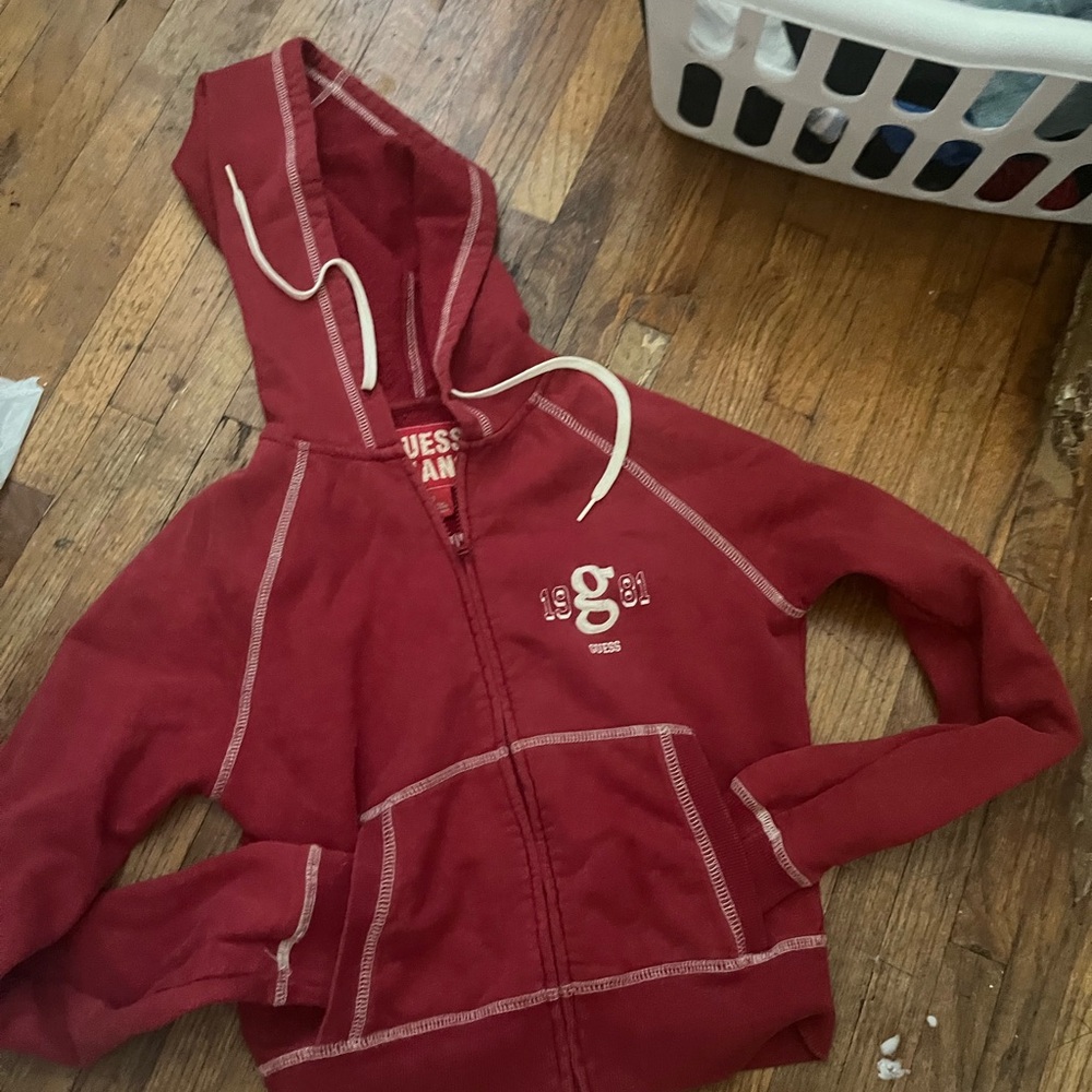 Guess Red Sweatshirt with Logo Patch